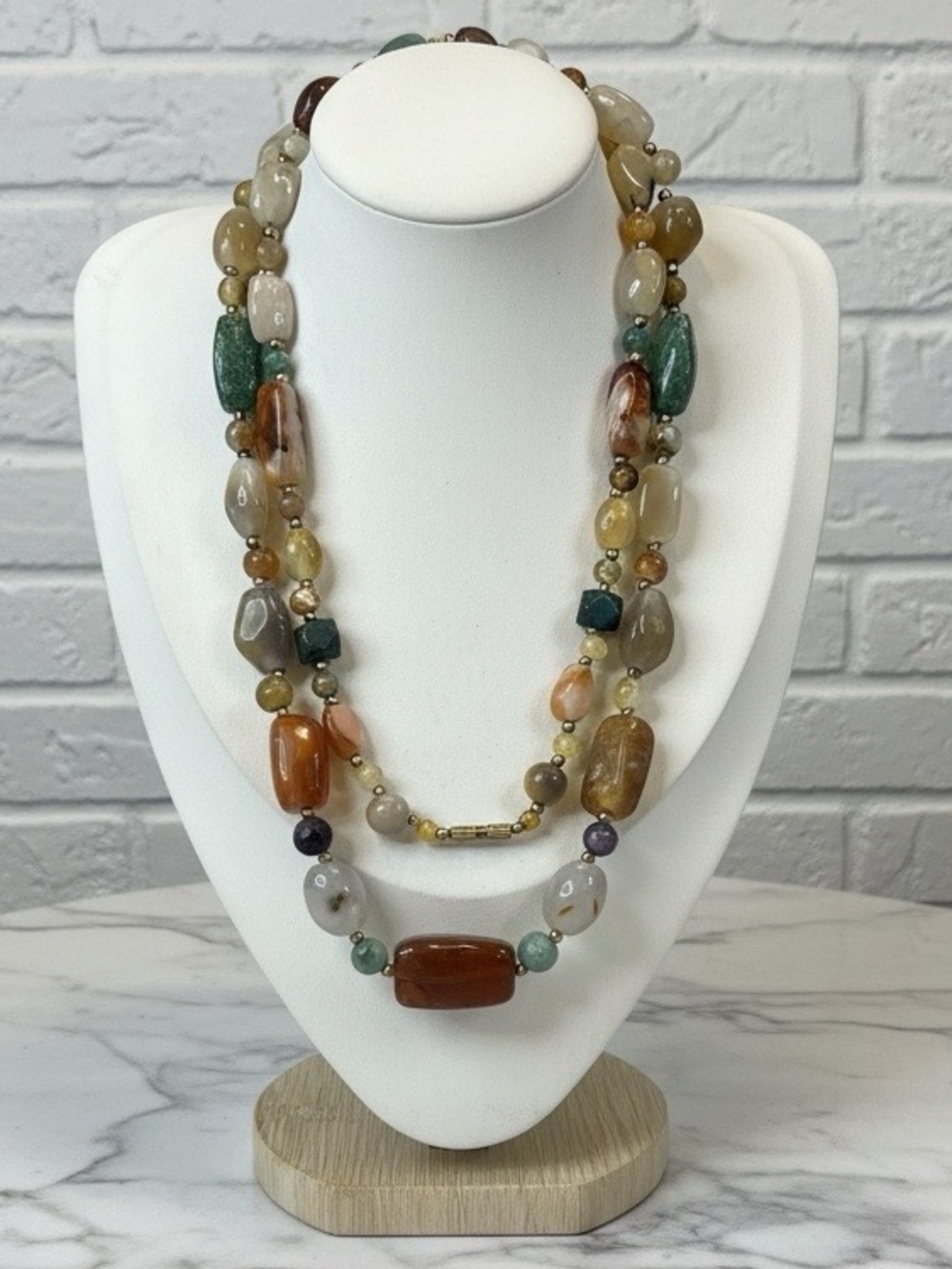 Vintage long multiple gemstone necklace - Picture 2 of 5